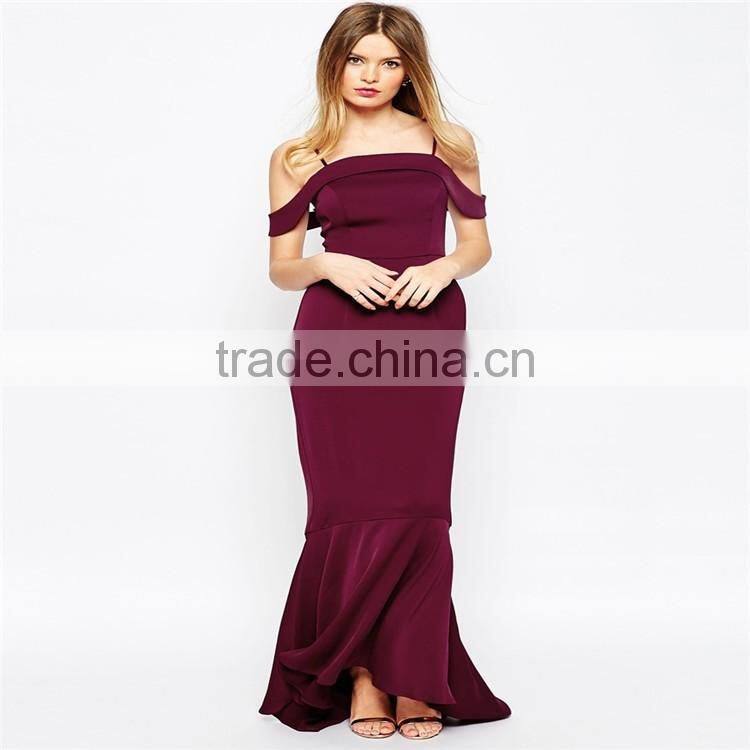 Lastest women evening fishtail dress for sexy spaghetti strap ,swing hem skirt maxi dress oem service