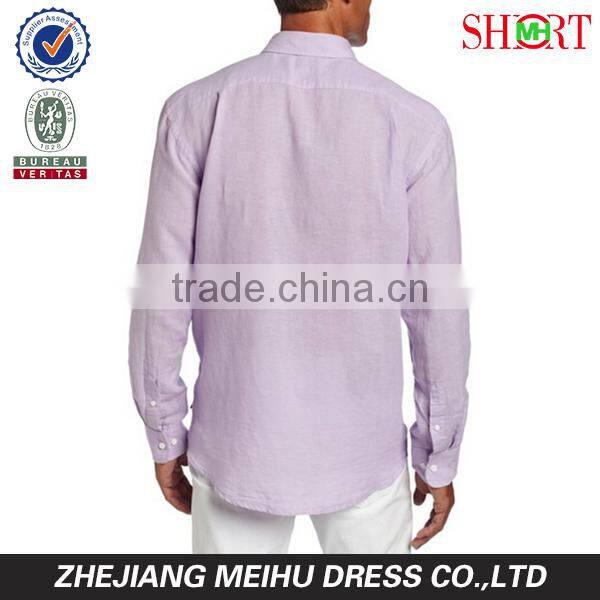 men's long sleeve solid double pocket linen casual shirt