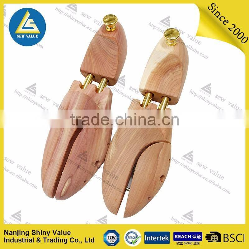 Double tube lotus firm wood professional adjustable shoe tree with metal cap
