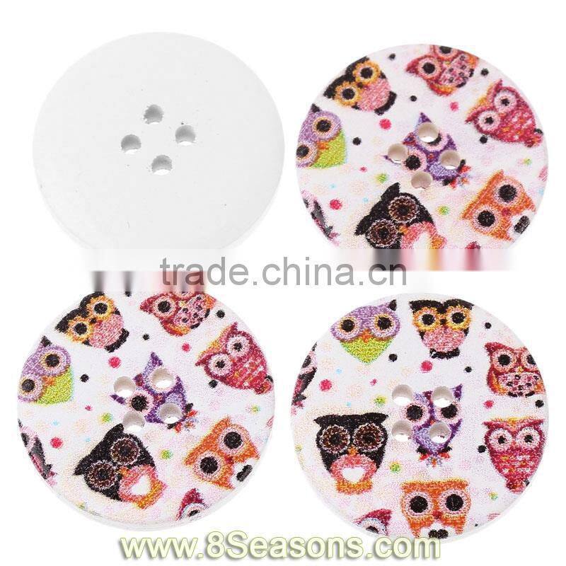 Multicolor Halloween Owl Pattern 4 Holes Wood Painting Sewing Buttons