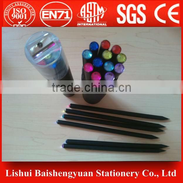 12PK crystal black wood pencil