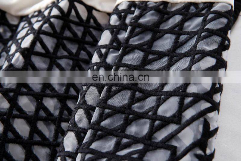 High quality sleeveless print organza dress 2016 mesh panel dress