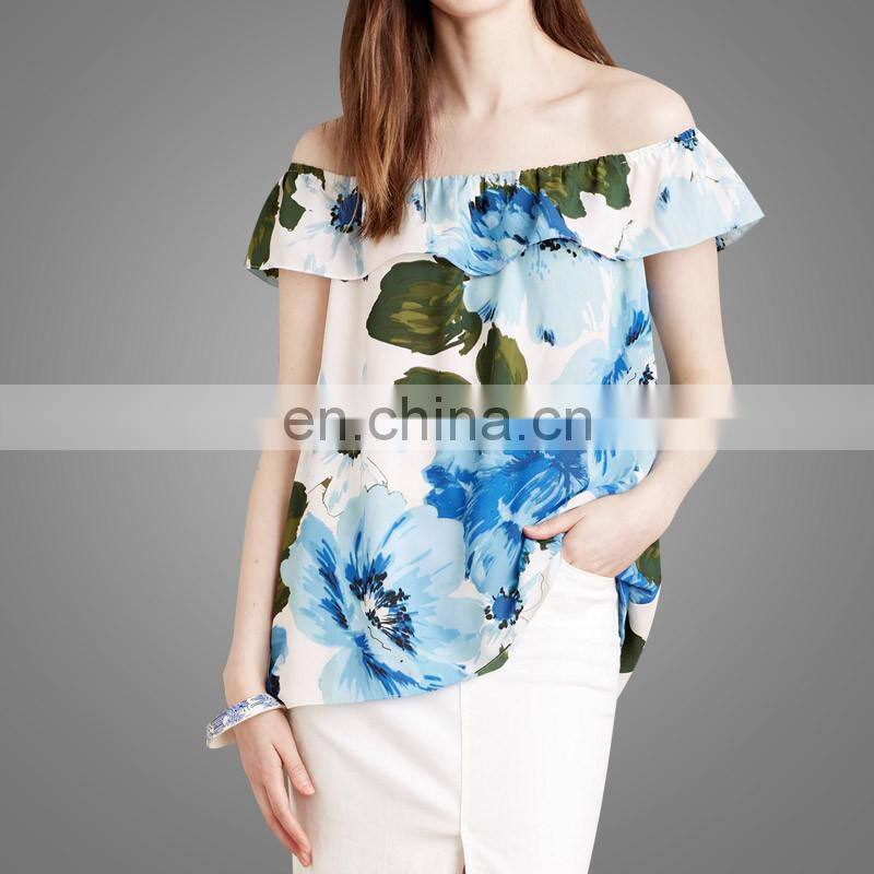 High Quality Off Shoulder Top Floral Printing Tube Top New Fashion Office Skirts and Blouses for Women