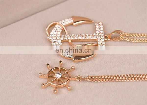 Fashion Design Boat Anchor Navy Necklace Double Sweater Chain