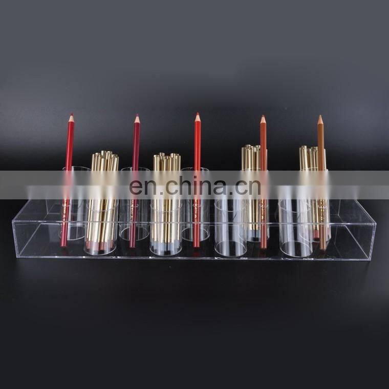 2017 Customized Round Tube Makeup Cosmetic Dispenser Perspex Acrylic Eyeliner Pen Display Rack