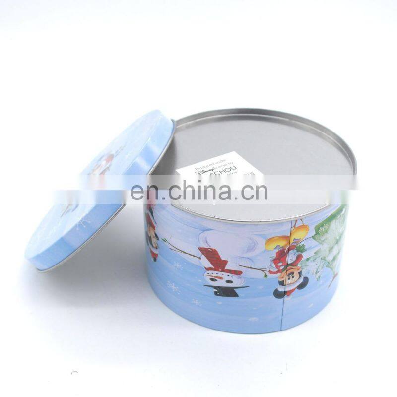 Cute round christmas gift tin boxes,metal tin box for candy/chocolate/cookies