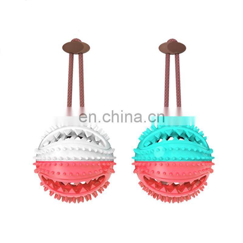 Wholesale Customized New Design TPR Dog Chew Toys Squeak Dispenser Ball Dog Toothbrush Toys