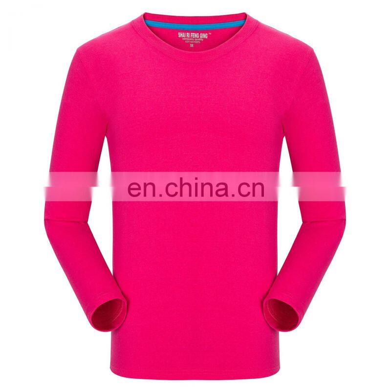Clothing wholesale custom brand 100% Organic cotton high quality round neck plus size men's sportswear long-sleeved t-shirt