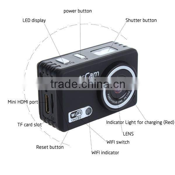 2014 Year Best-selling! Sunplus Chip 5Mega CMOS Sensor 1080P 30FPS Full HD 1080P WIFI Sport Camera F39 With Anti-shake Function