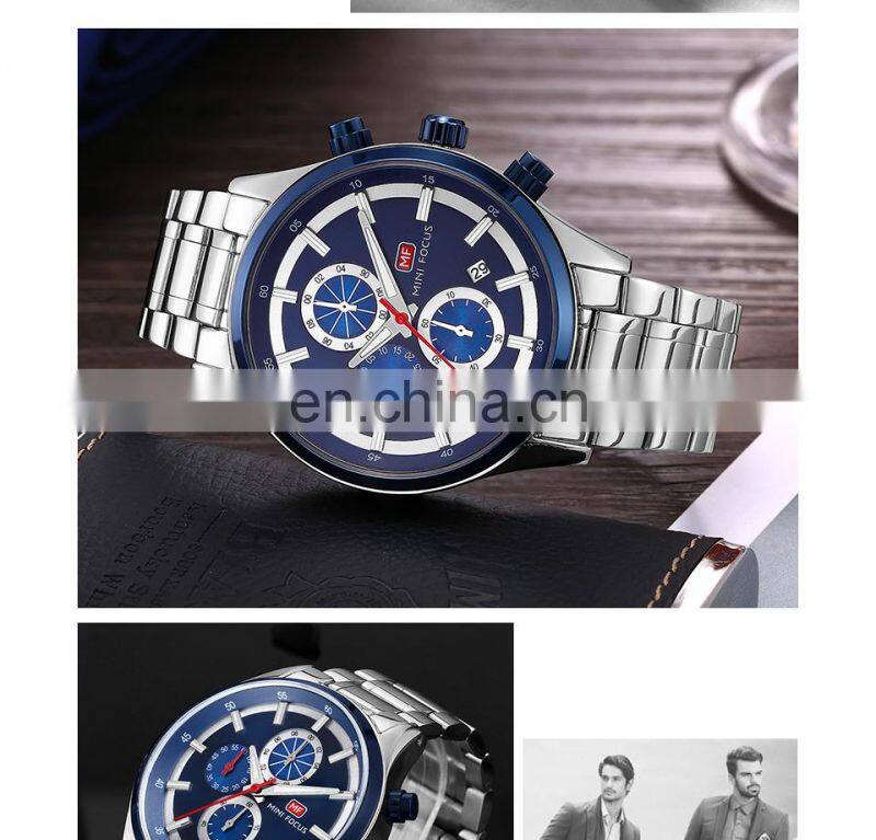 MINI FOCUS MF0081G Luxury Brand Men Watches Stainless Steel Waterproof Quartz Fashion Sport Wristwatches