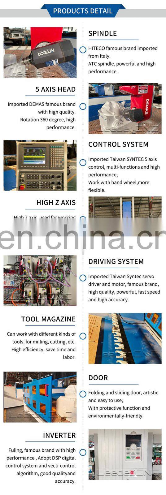 5 axis multifunctional woodworking carving machine 5 axes cnc milling foam engraving machine