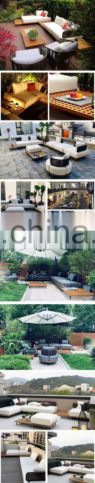 patio wood and cane teak sectional patio garden furniture sofa set outdoor