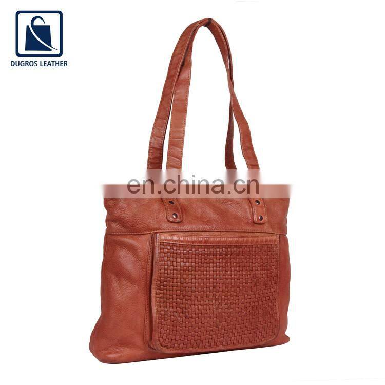 Cotton Lining Material Fashion Designer Modern Look Women Genuine Leather Handbag