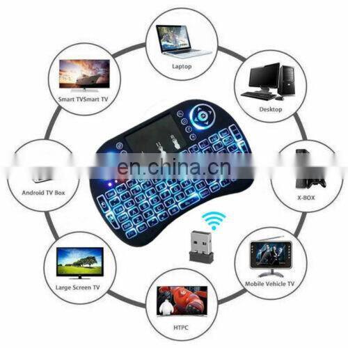 2020 Hot selling Backlight 2.4GHz i8 mini Wireless Keyboard Touch Pad i8 air fly mouse Backlit Keyboard for android tv box