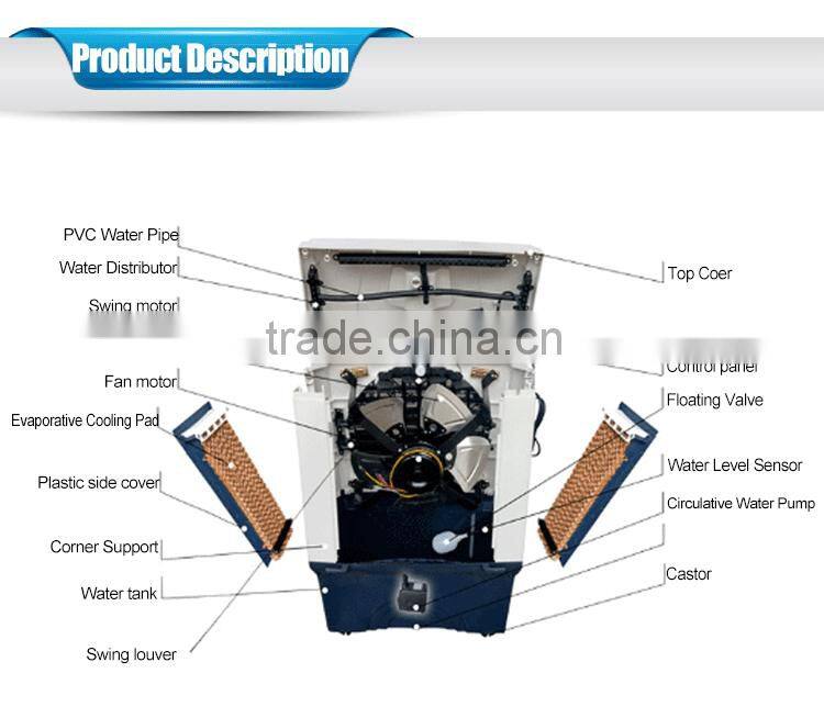 Environment cardboard water curtain air cooling fan for 25~40m2 Effective area