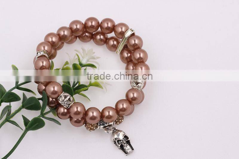 Fashion Charming Double Row Silver Plated Pearl Bracelet