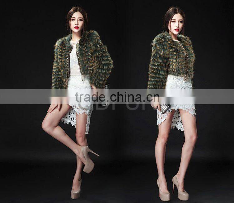 QD29299 Fashion Lady Raccoon Fur Jackets made in Chian