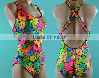 nylon spandex hot girl swimming wear beach wear printed one piece