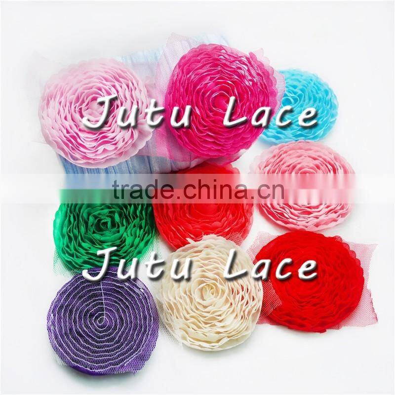 2016 Baby girl hair accessories/headband flower for kids, handmade chiffon flower