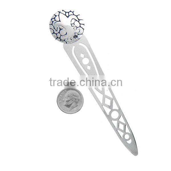 Silver fleur de lis bookmark with clear crystal accents metal crafts