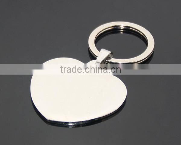 40MM Heart Shape Wedding Favor Gifts High Polished Stainless Steel Wholesale Blank Metal Heart Keychain