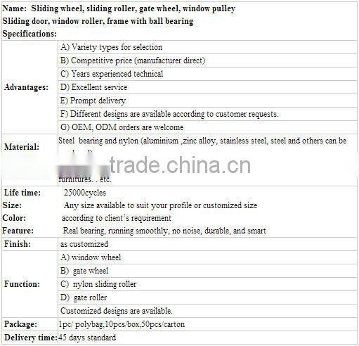 Aluminum Window Roller Window Pulley Sliding Roller Wheel