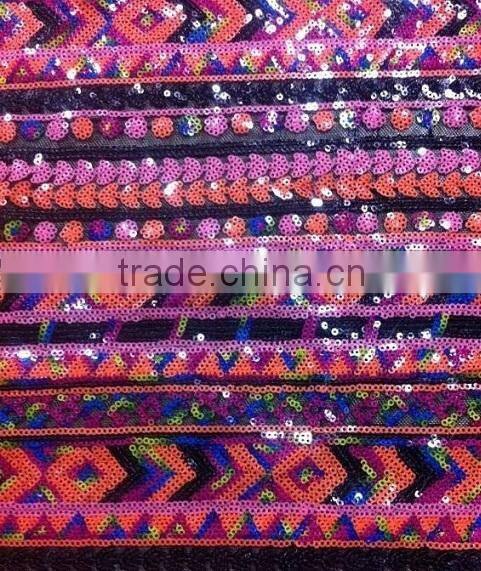 Wholesale cheap colorful sequins embroidery fabrics