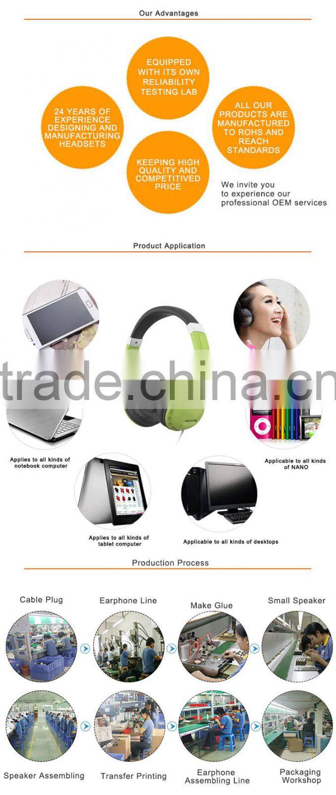 High Bass Headphones with logo 3.5mm Connectors For Android