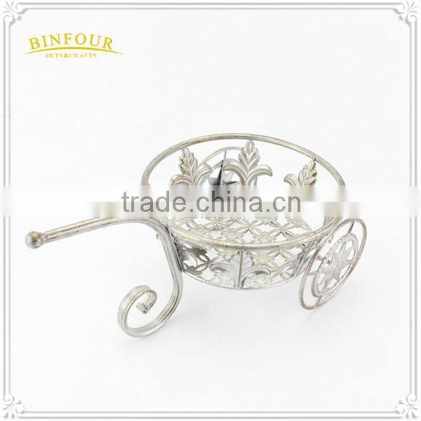 home deco white round flower planter metal plant pot holder