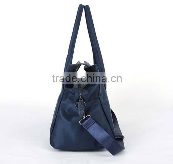 Low toxic solid color polyester tote travel bag with two straps