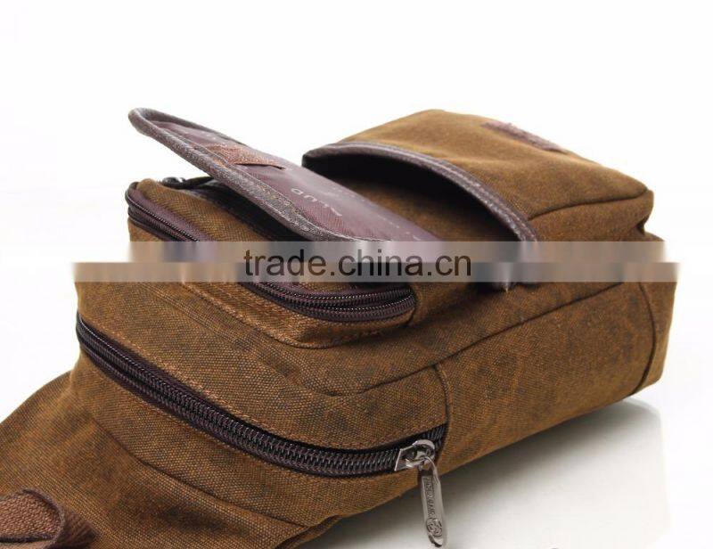 Factory price qualified easy taking natural canvas chest bag for men
