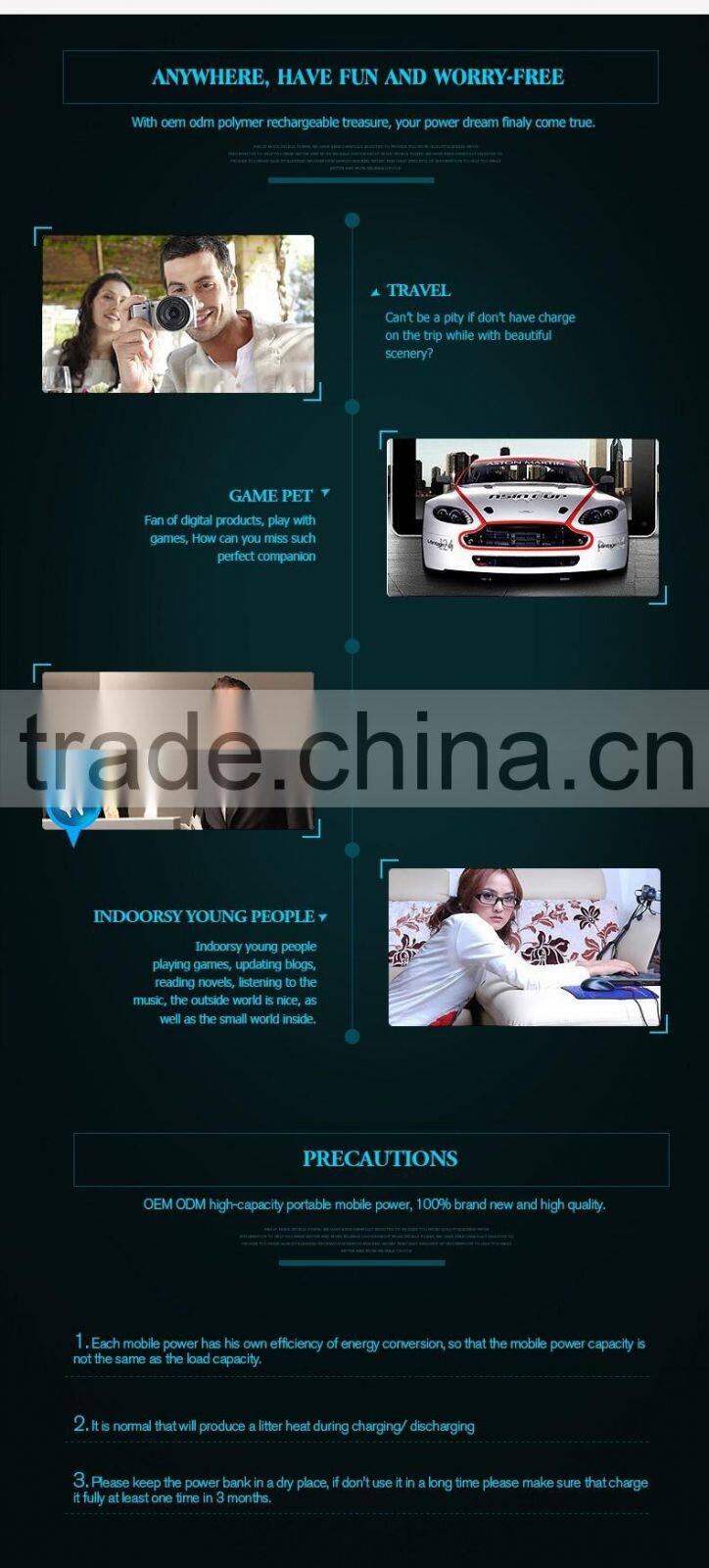 Solar power bank polymer power bank Three proofing Mobile power supply factory OEM 8000mah power bank Charging treasure