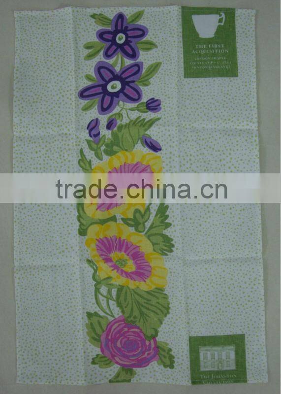 kitchen digital printed linen tea towel for home decorationl,promotion --sun flower design