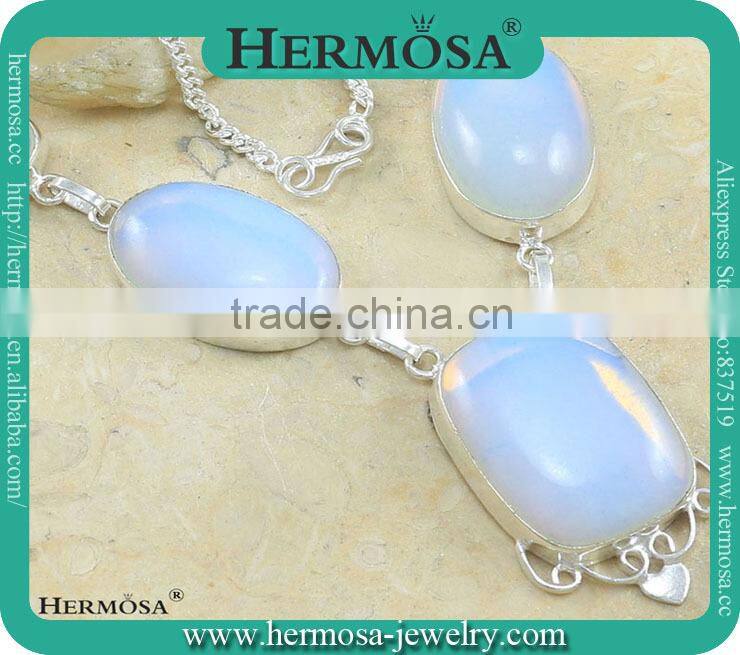 Hermosa Jewelry HOT SALE Natural Opal Mystical Gems Pendant Necklace In Silver Jewelry Fashion Accessories