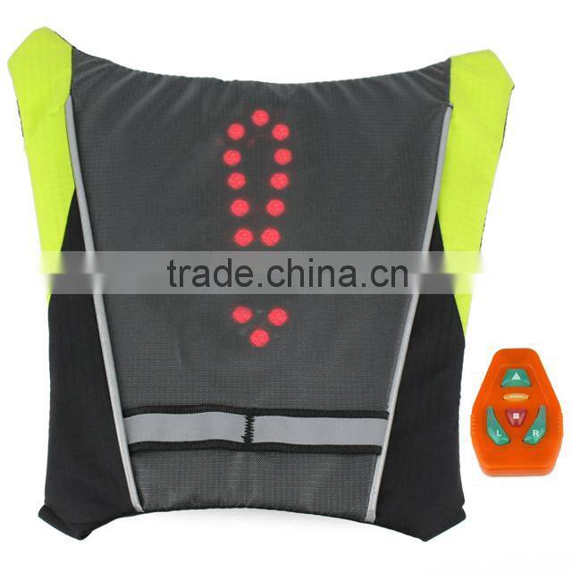 Waterproof wireless reflective led cycling turn signal backpack factory outdoor Sports led bike turn signle safety vest cycling