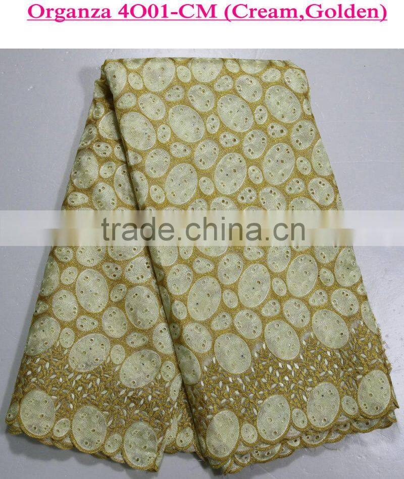 2015 New fashion organza lace heavy double african organza lace for wedding dress