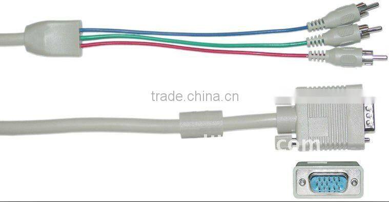 25ft VGA to Component Video adaptor,HD15 (VGA) Male to 3RCA Male,Double Shielded