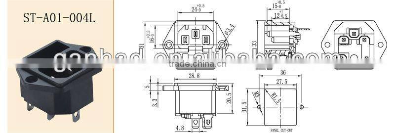 IEC 15Amp AC inlet connector socket&VDE UL approved AC Jack.