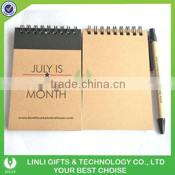 2016 fashion mini recycle notebook with ball pen
