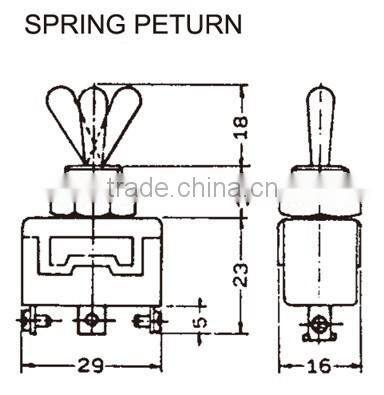 3 Pole Spring Return ON->(ON) Toggle Switch, Snap Switch (1121A)