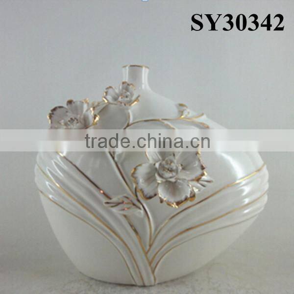 With liquid gold flower design ceramic vase decoration