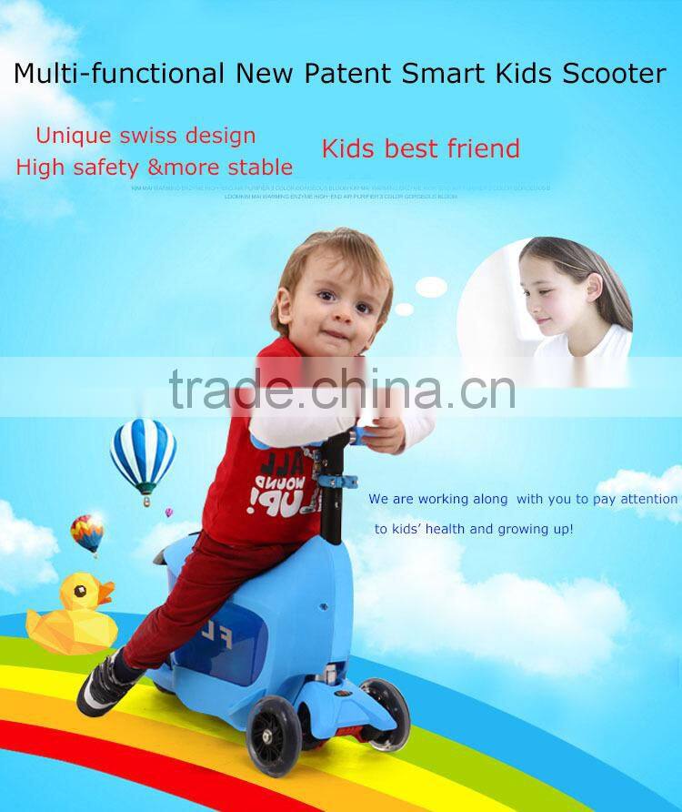 CE approval new 3 in 1 child scooter with seat &container for best toy