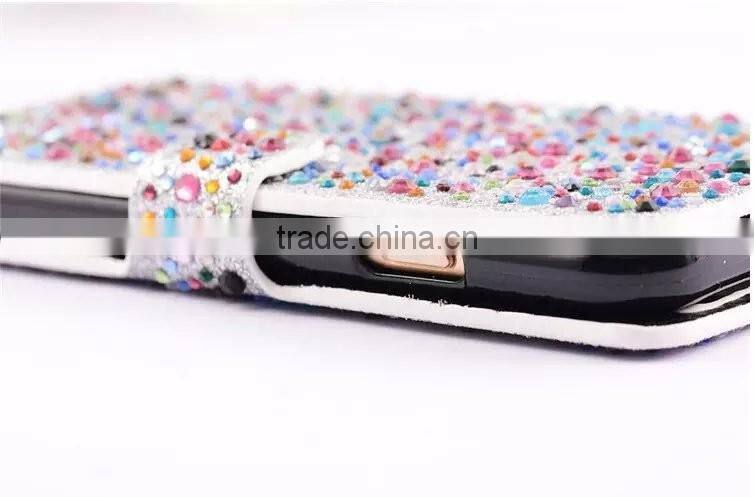 Rhinestone Phone Case OEM Flip Leather Case Cover For Samsung Galaxy Grand 2