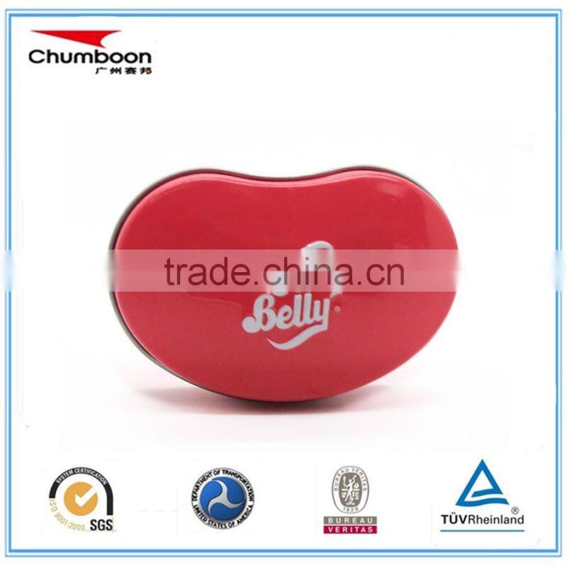 bean shaped small tin container lip balm tin can, printed metal tin box with FDA certificate