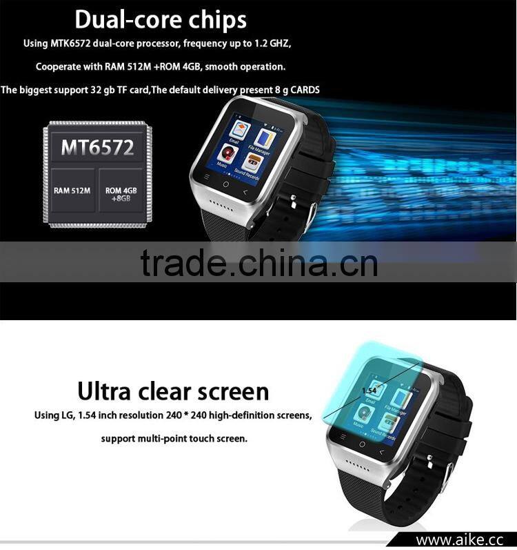S8 Smart Watch Phone Bluetooth 4.0 Android 4.4 Wifi 3G WCDMA Dual Core MTK6572 512MB 8GB GPS 5.0MP Camera Wrist watch Smartphone