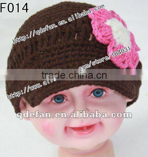 Wholesale 100% cotton crochet baby sun hat hand knitted girl hats knitting flower hats manufacture
