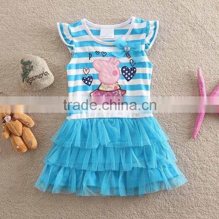 (H103) girls party summer dresses designs for kids children clothes Neat brand girls baby clothing wear frocks