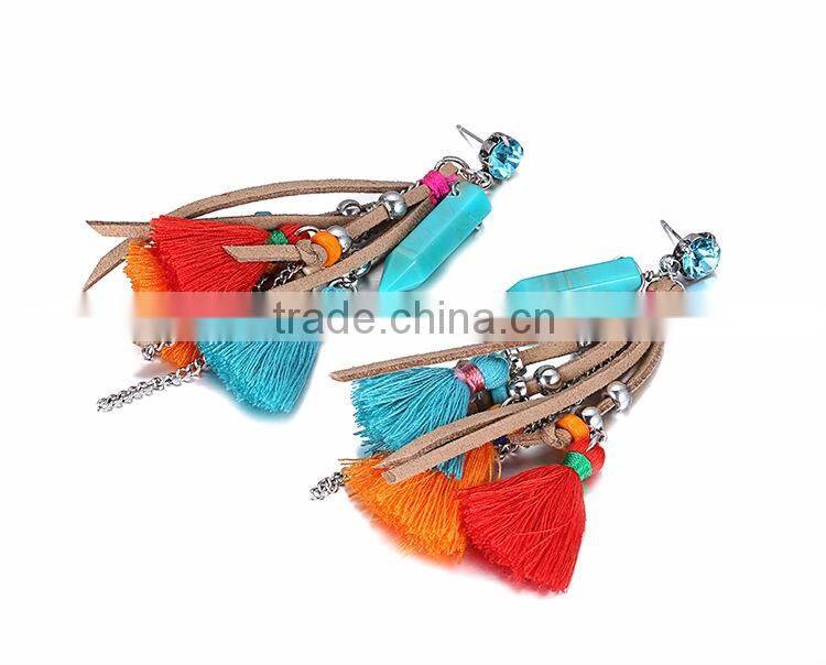 Fashion jewelry vintage bohemian ethnic beautiful colorful tassel dangle earring