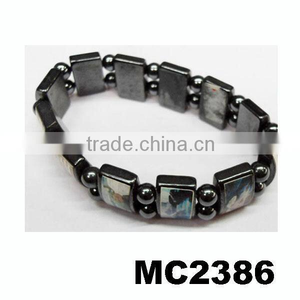 double line elastic beaded bio health magnetic health bracelet