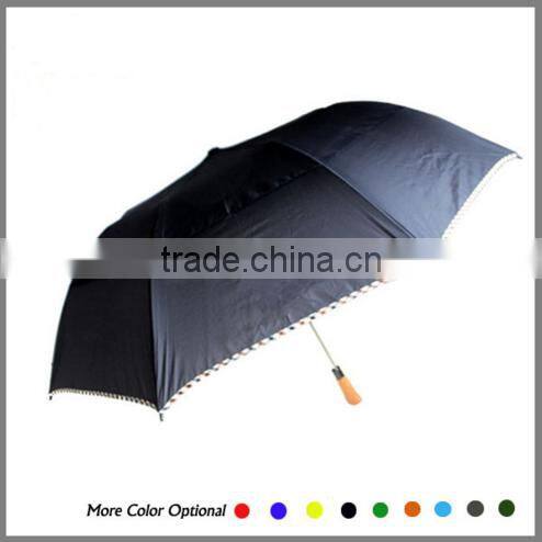 Umbrella Folding Fibereglass ribs vented canopy wood style handle